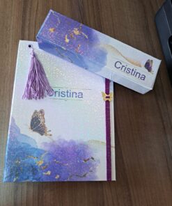Caderno plano diário e caixa para canetas