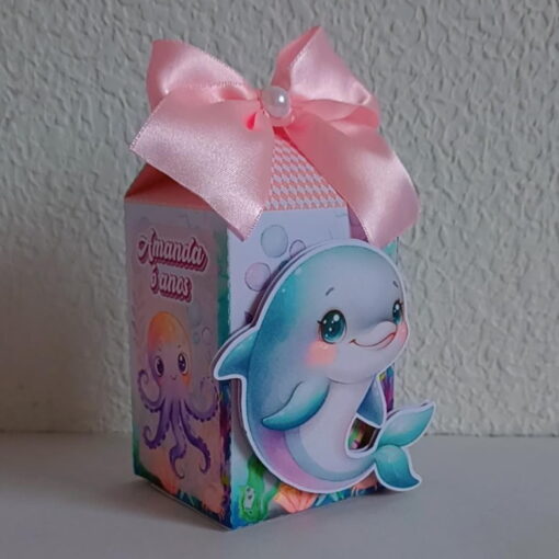 Kit Festa: 20 Lembrancinhas Personalizadas Fundo do Mar Rosa. - Imagem 3